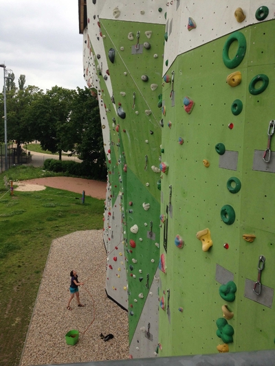 View of outdoor climbing gym