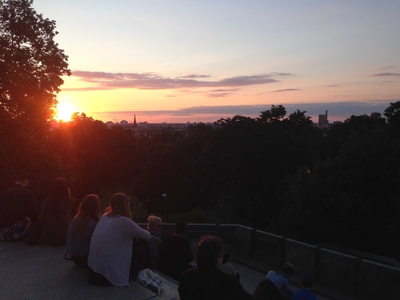 The view from the top of the Kreuzberg as the sun set