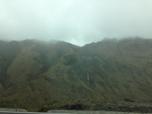 The beautifully misty mountains on our way to the hot springs