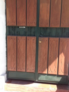 The door to the apartment building