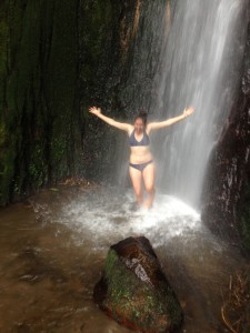Swimming under the waterfall (2)