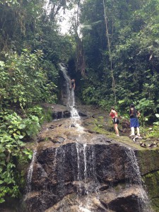 Climbing up the waterfall