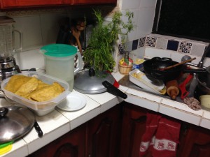 Frying empanadas (2)