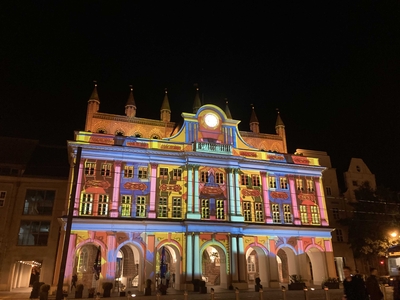 Rathaus with projected lights