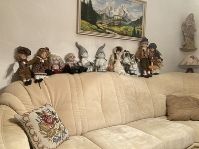 The neighbor's couch/doll collection…