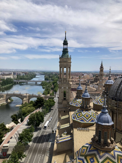 The view of Zaragoza and the Ebro River from the tower of the Basilica de Nuestra Señora del Pilar